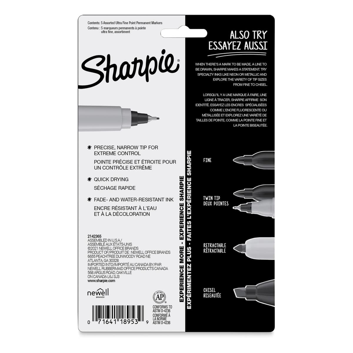 Sharpie Ultra-Fine Point Markers - Mystic Gem Colors, Set of 5 (back of package) Sharpie Ultra-Fine Point Markers - Mystic Gem Colors, Set of 5 (back of package)