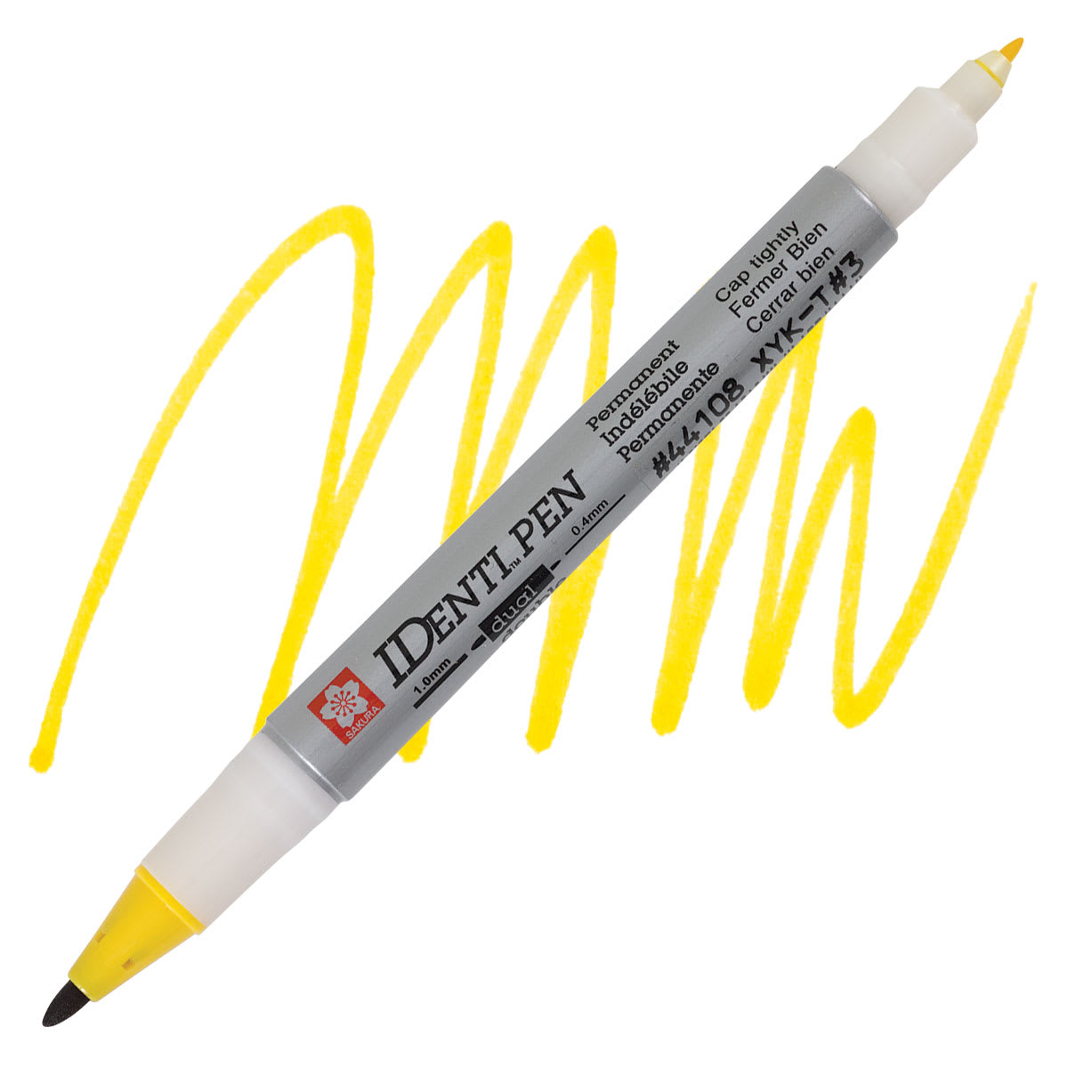 Sakura Identi-Pen Dual-Point Marking Pen - Yellow pen and swatch