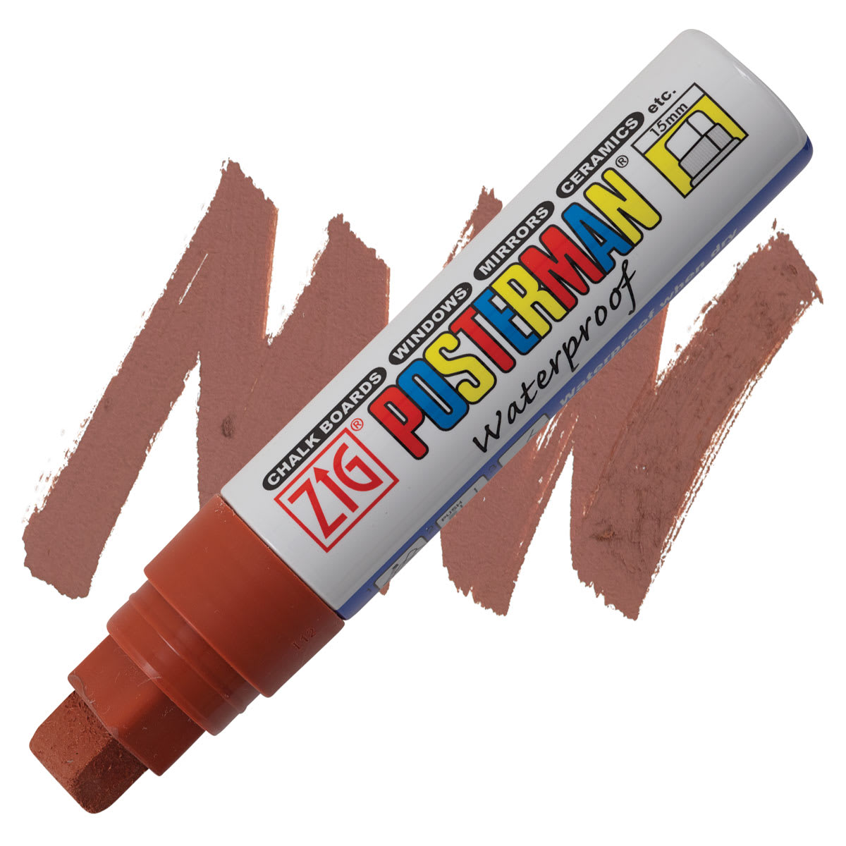Zig Posterman Paint Marker - 15 mm, Brown, Big & Broad marker and swatch