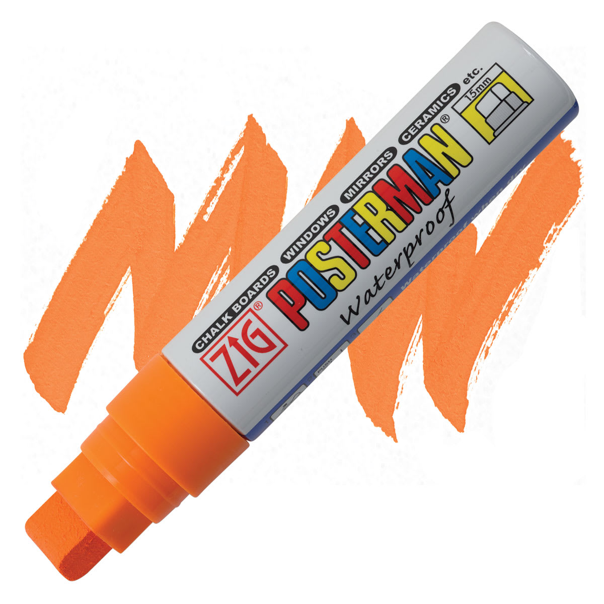 Zig Posterman Paint Marker - 15 mm, Orange, Big & Broad marker and swatch