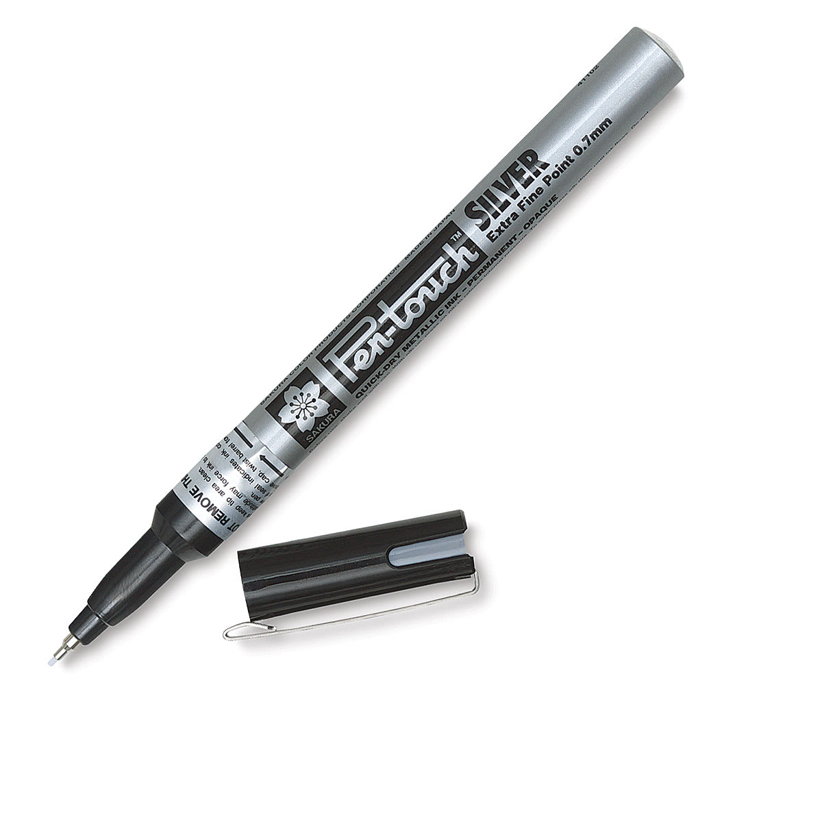 Sakura Pen-Touch Paint Marker - Extra Fine Tip, Silver (cap removed)