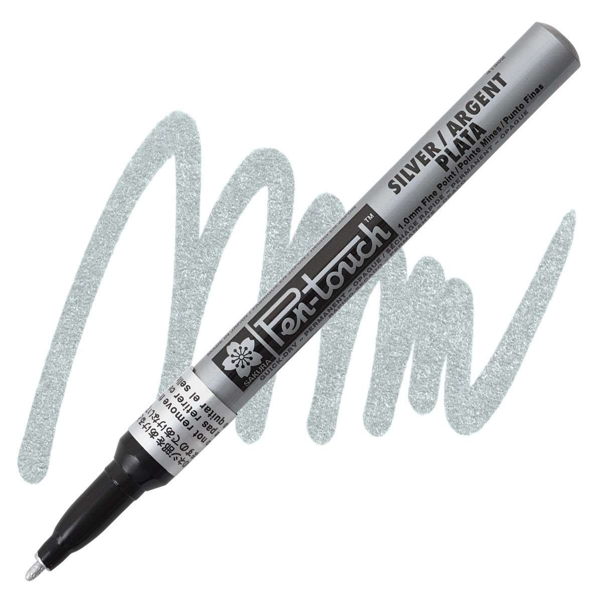 Sakura Pen-Touch Paint Marker - Fine Tip , Silver marker and swatch