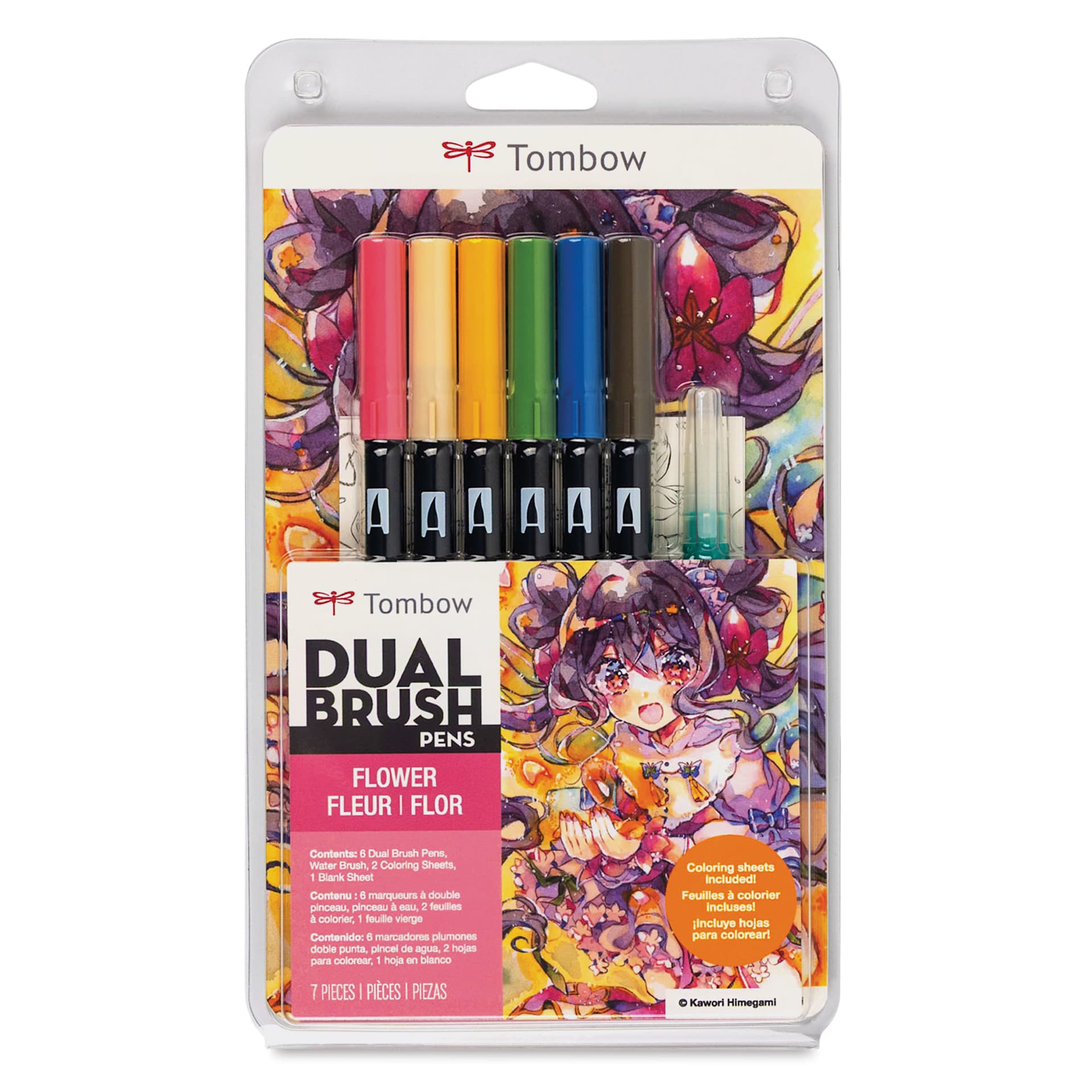 Tombow Dual Brush Manga Illustration Pens - Flower, Kit of 10, front of the packaging
