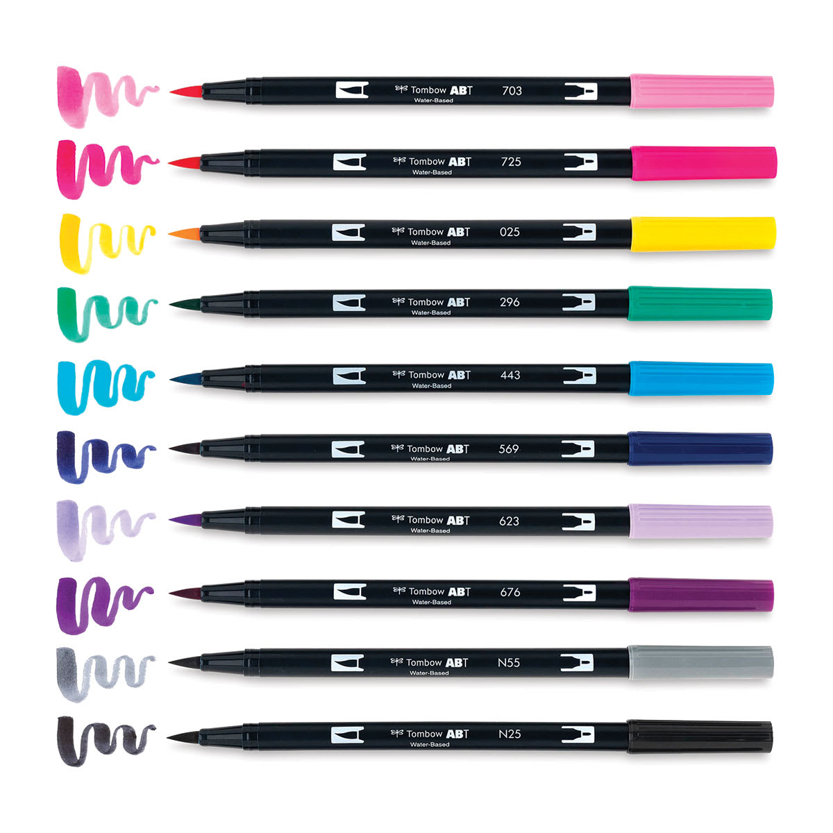 Tombow Dual Brush Pens - Galaxy Colors, Set of 10. Pens with swatches. Tombow Dual Brush Pens - Galaxy Colors, Set of 10. Pens with swatches.