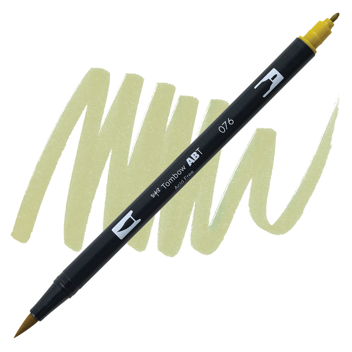 Tombow Dual Brush Pen - Green Ochre pen and swatch