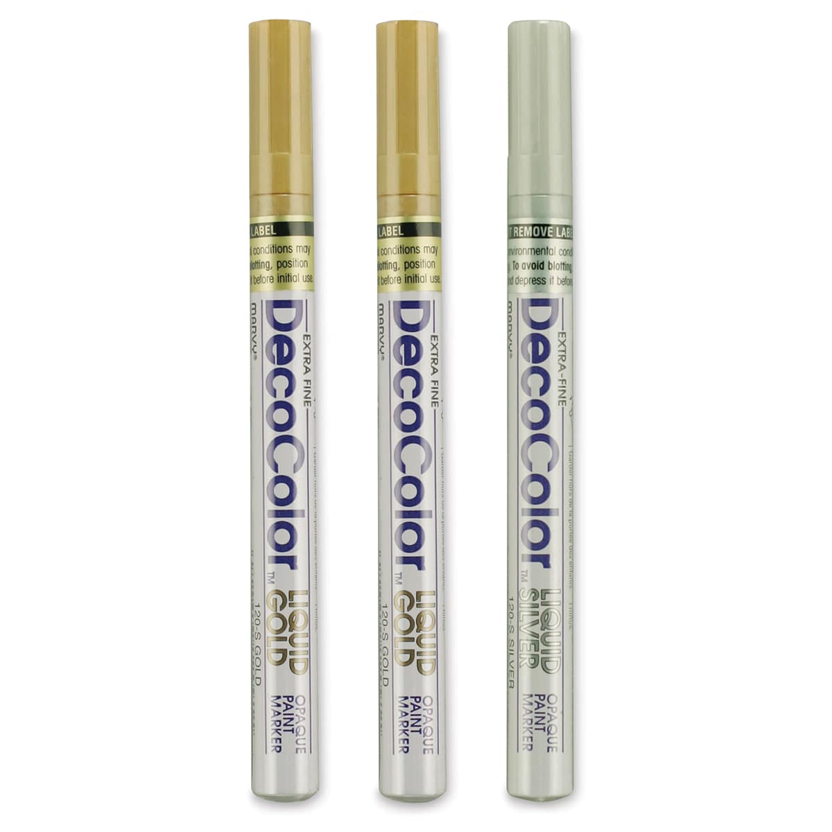 Decocolor Paint Markers - Metallic Colors, Extra Fine Tip, Set of 3 (set contents)