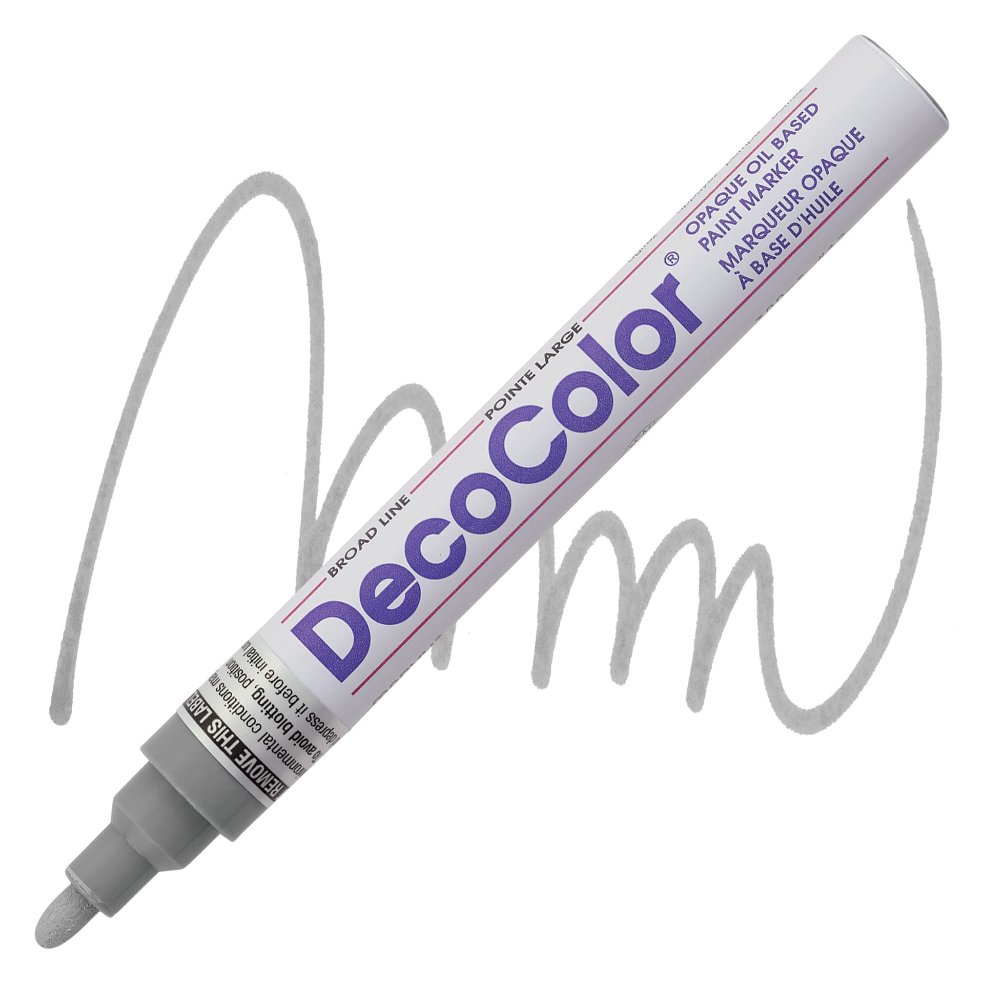 Decocolor Paint Marker - Grey, Broad Tip marker and swatch