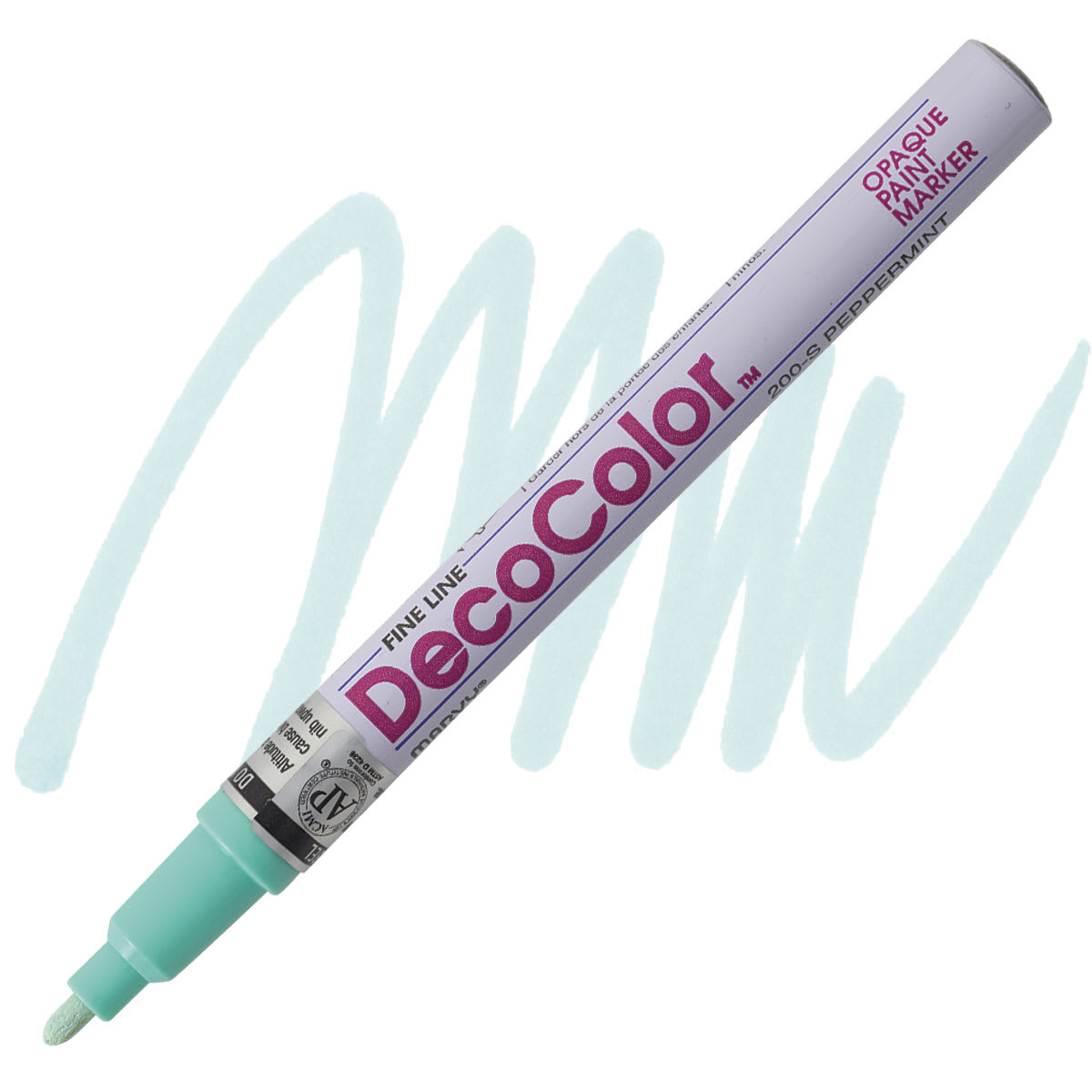 Decocolor Paint Marker - Peppermint, Fine Tip marker and swatch