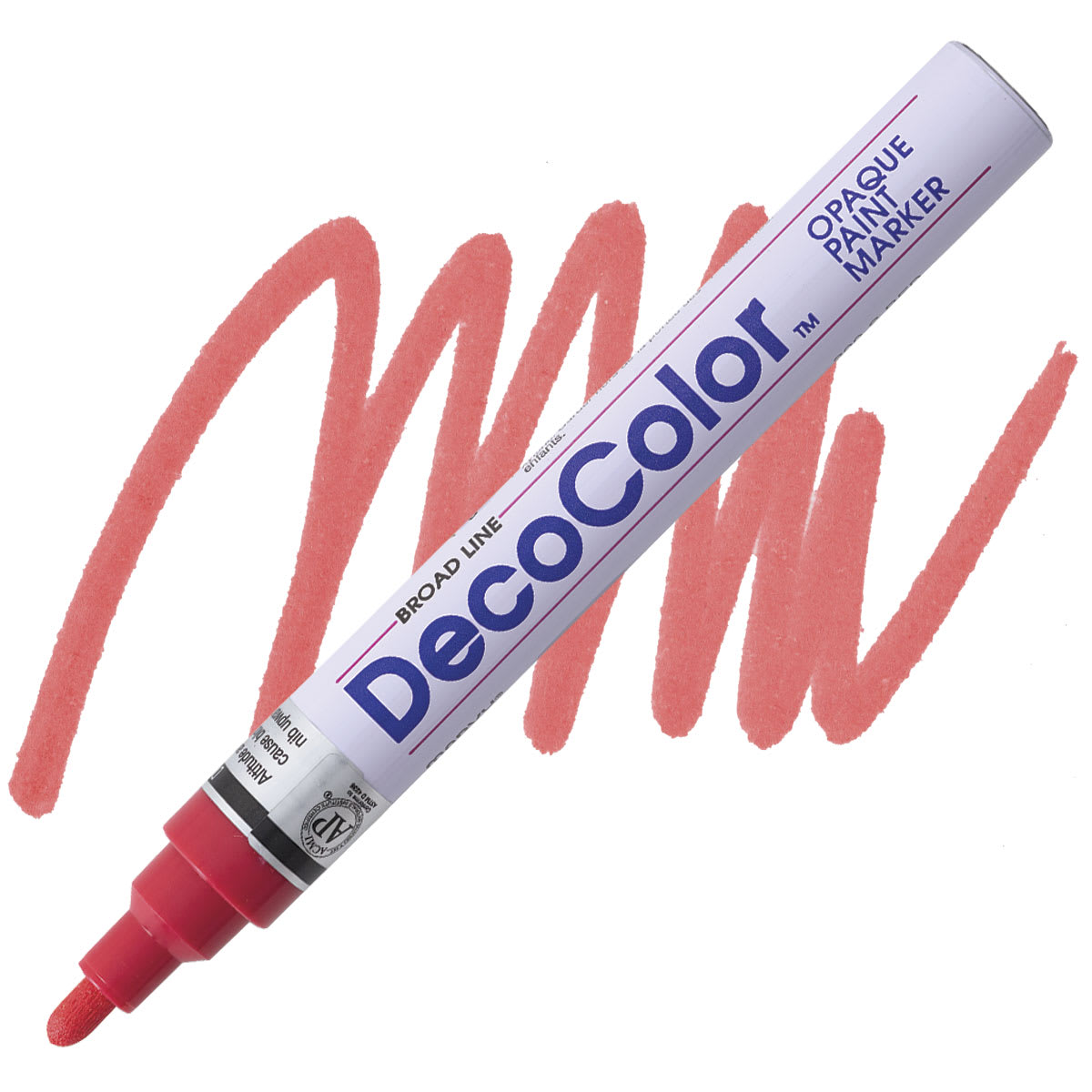 Decocolor Paint Marker - Red, Broad Tip marker and swatch