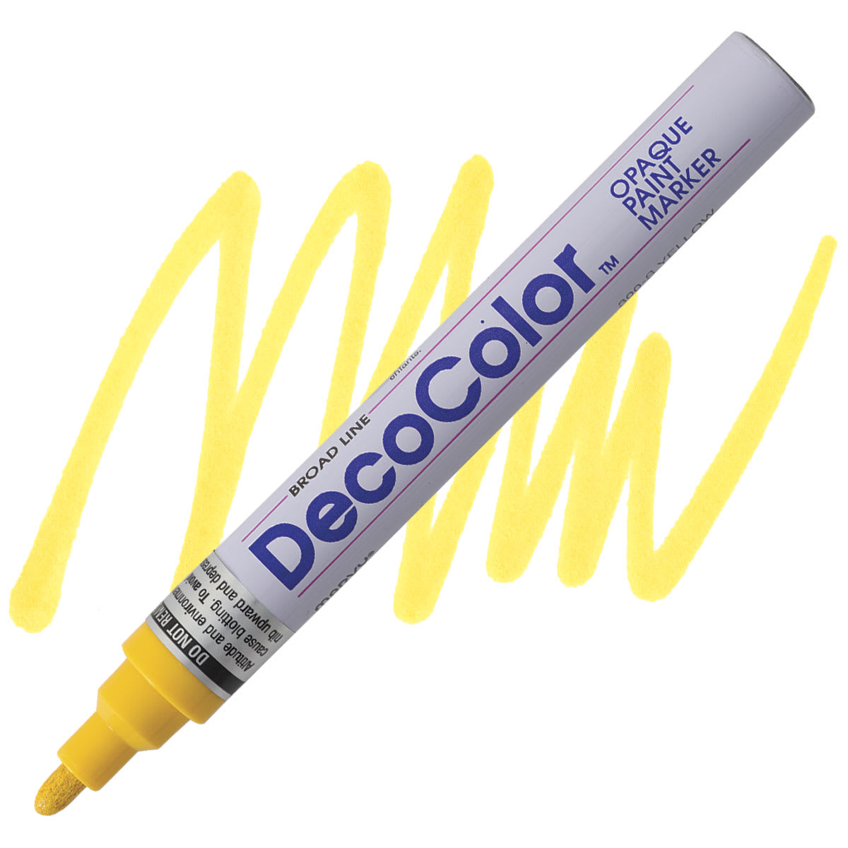 Decocolor Paint Marker - Yellow, Broad Tip marker and swatch