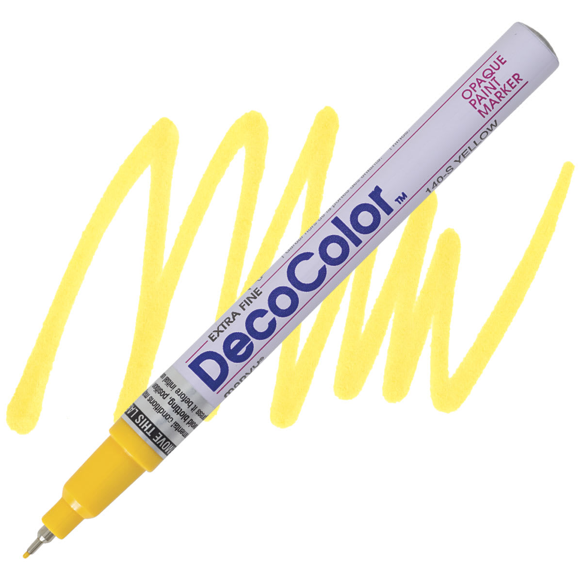 Decocolor Paint Marker - Yellow, Extra Fine Tip marker and swatch