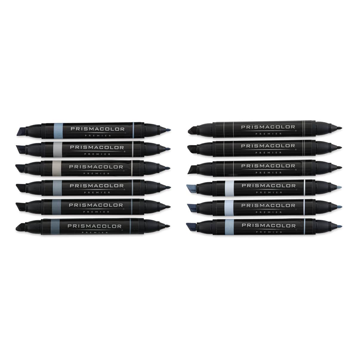 Prismacolor Premier Dual-Ended Art Marker Set - Cool Grays, Set of 12, markers with caps off