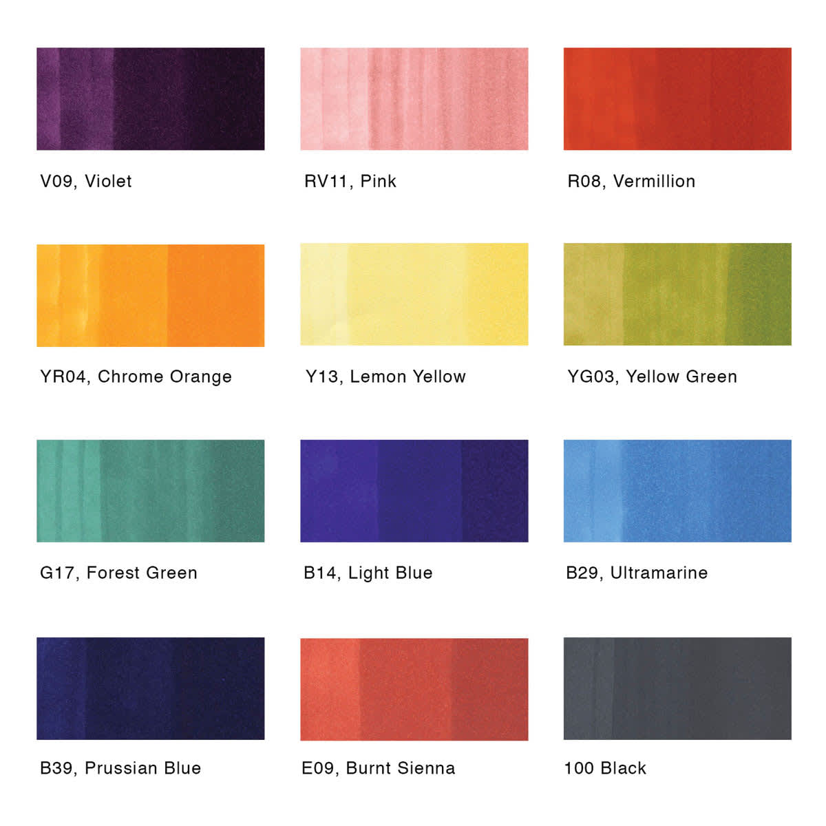 Copic Sketch Marker Set - Set of 12, Basic Colors