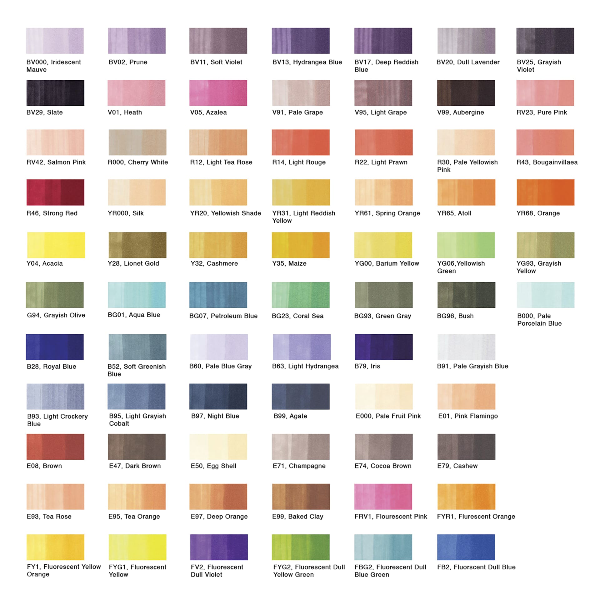 Copic Sketch Marker Set - Color Set D, Set of 72, color swatches Copic Sketch Marker Set - Color Set D, Set of 72, color swatches