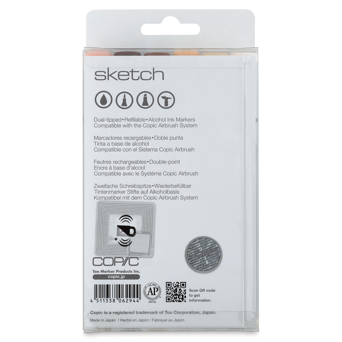 Copic Sketch Markers - Portrait Colors, Set of 6 (back of package)