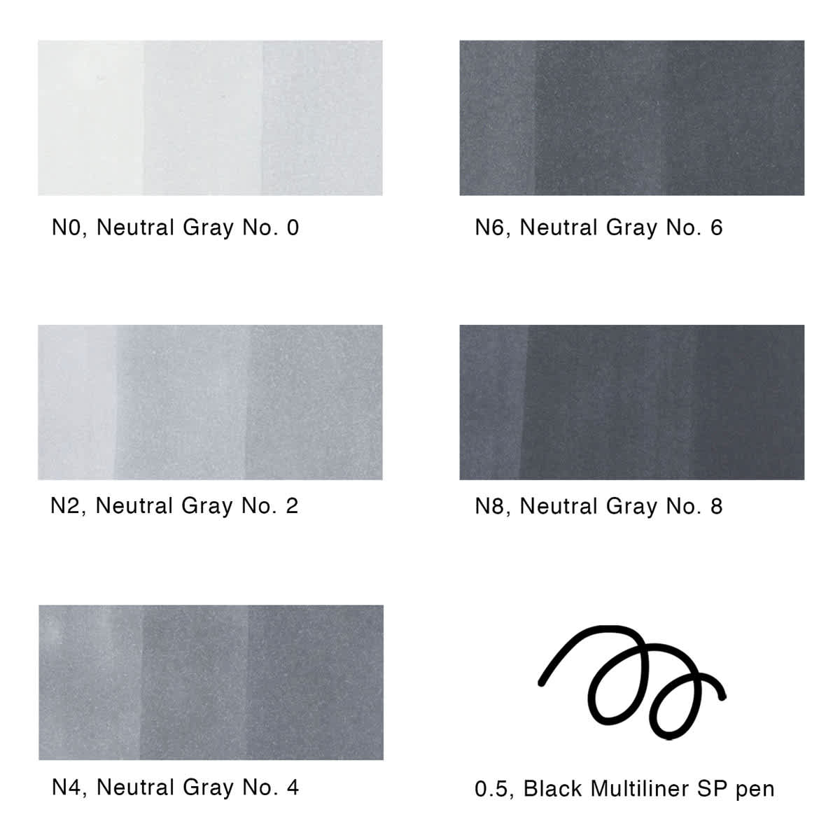 Copic Sketch Marker Set - Set of 6, Sketching Grays