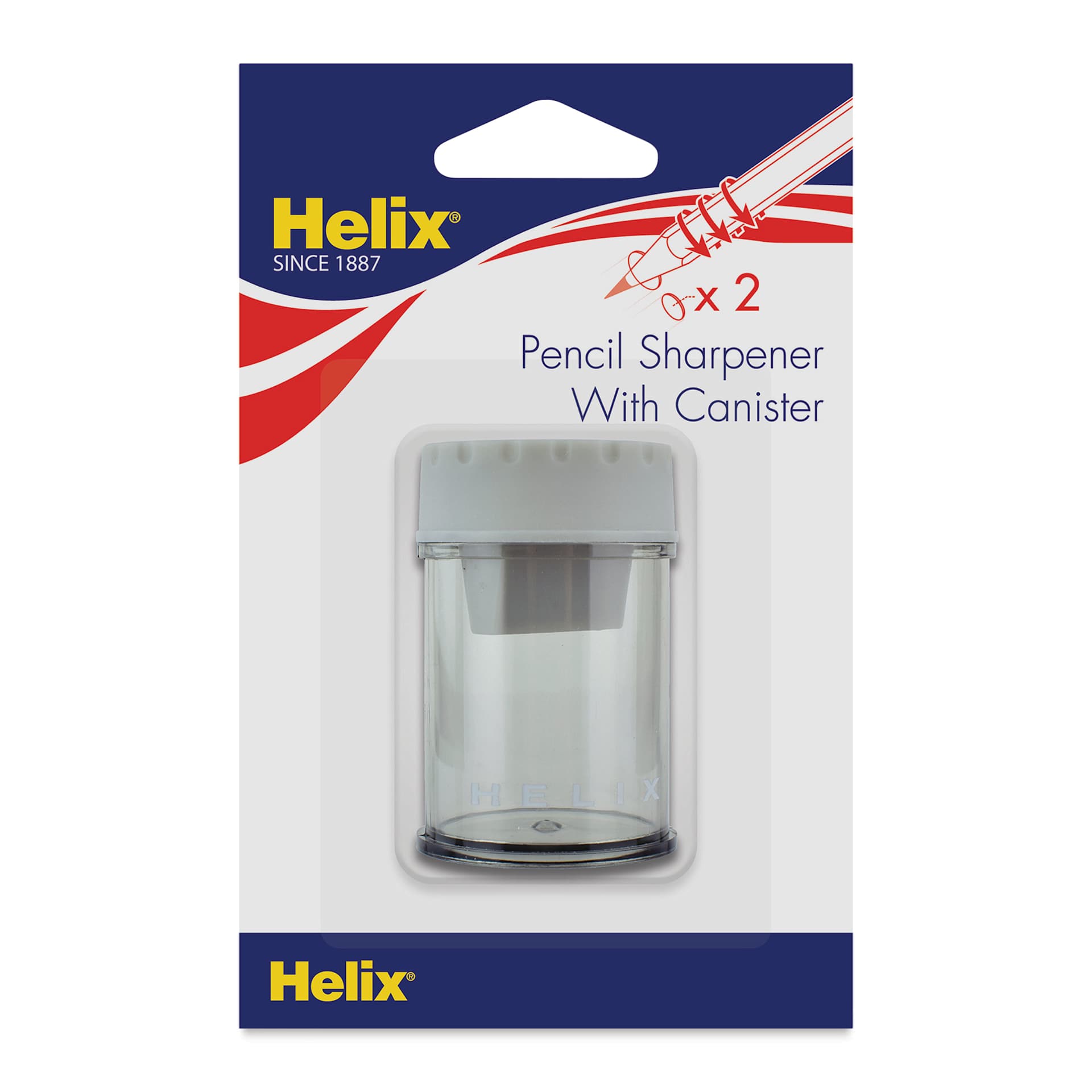 Helix Hand-Held Pencil Sharpener - Double Hole, front of the packaging
