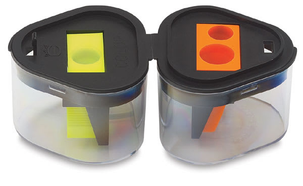 General's 3-in-1 Sharpener - Open with single opening for colored pencils and double for graphite 