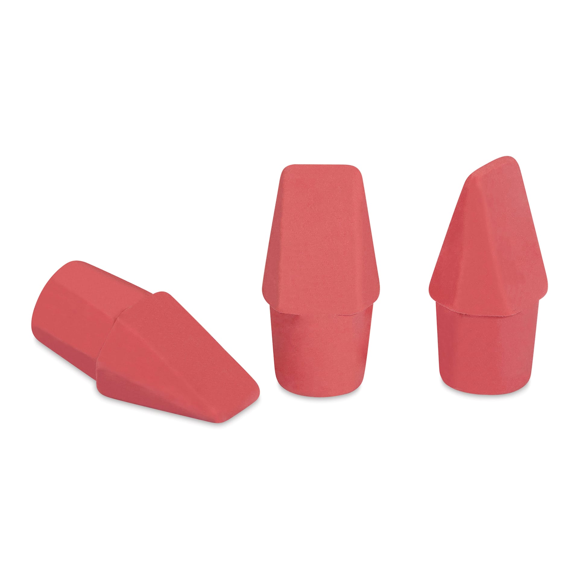 Dixon Wedge Pencil Cap Erasers - Pink, three erasers laid out