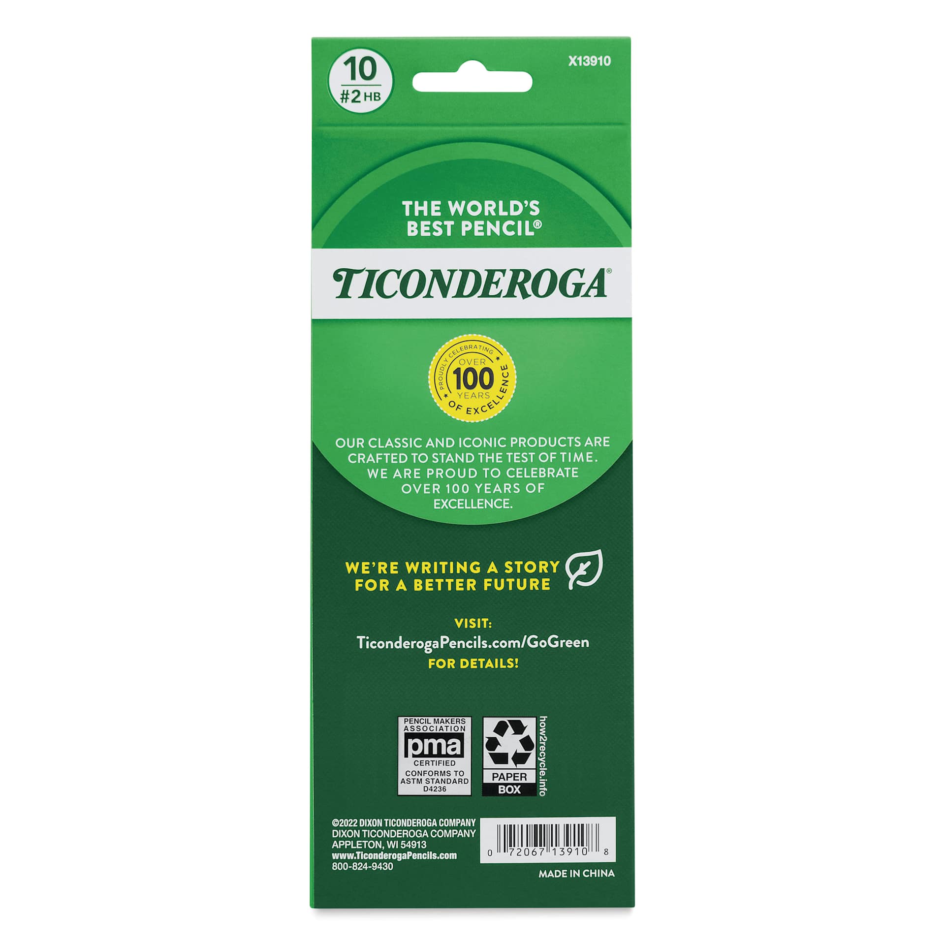 Ticonderoga No. 2 Striped Pencil - Pkg of 10, back of the packaging