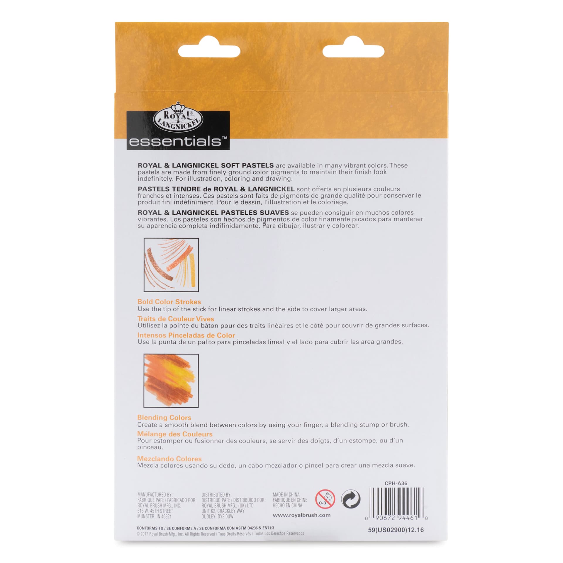 Royal & Langnickel Soft Pastel Set - Set of 36, Assorted, back of packaging