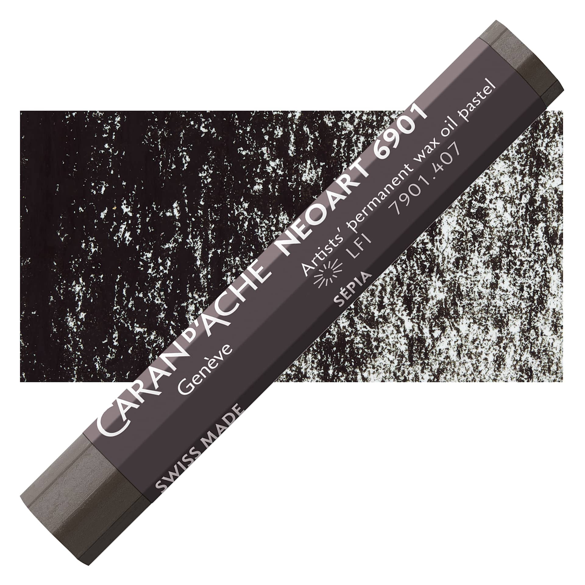 Caran d’Ache Neoart 6901 Pastel - Sepia, pastel and swatch