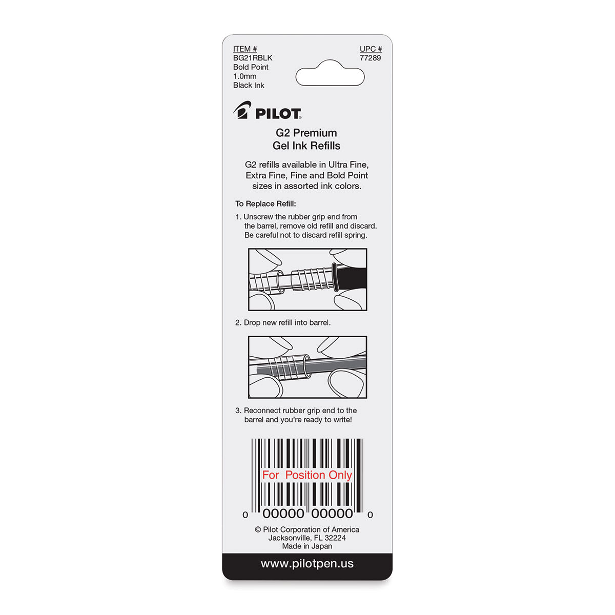 Pilot G2 Gel Pen Refill - 1.0 mm, Black, Bold, Pkg of 2