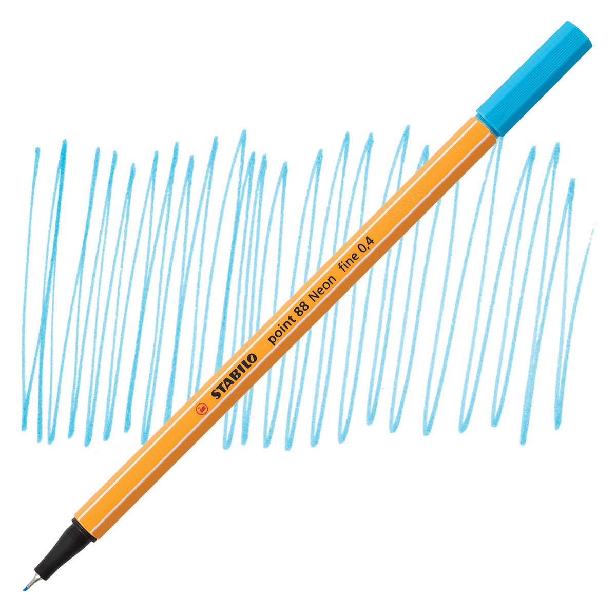 Stabilo Point 88 Fineliner Pen - Neon Blue pen and swatch