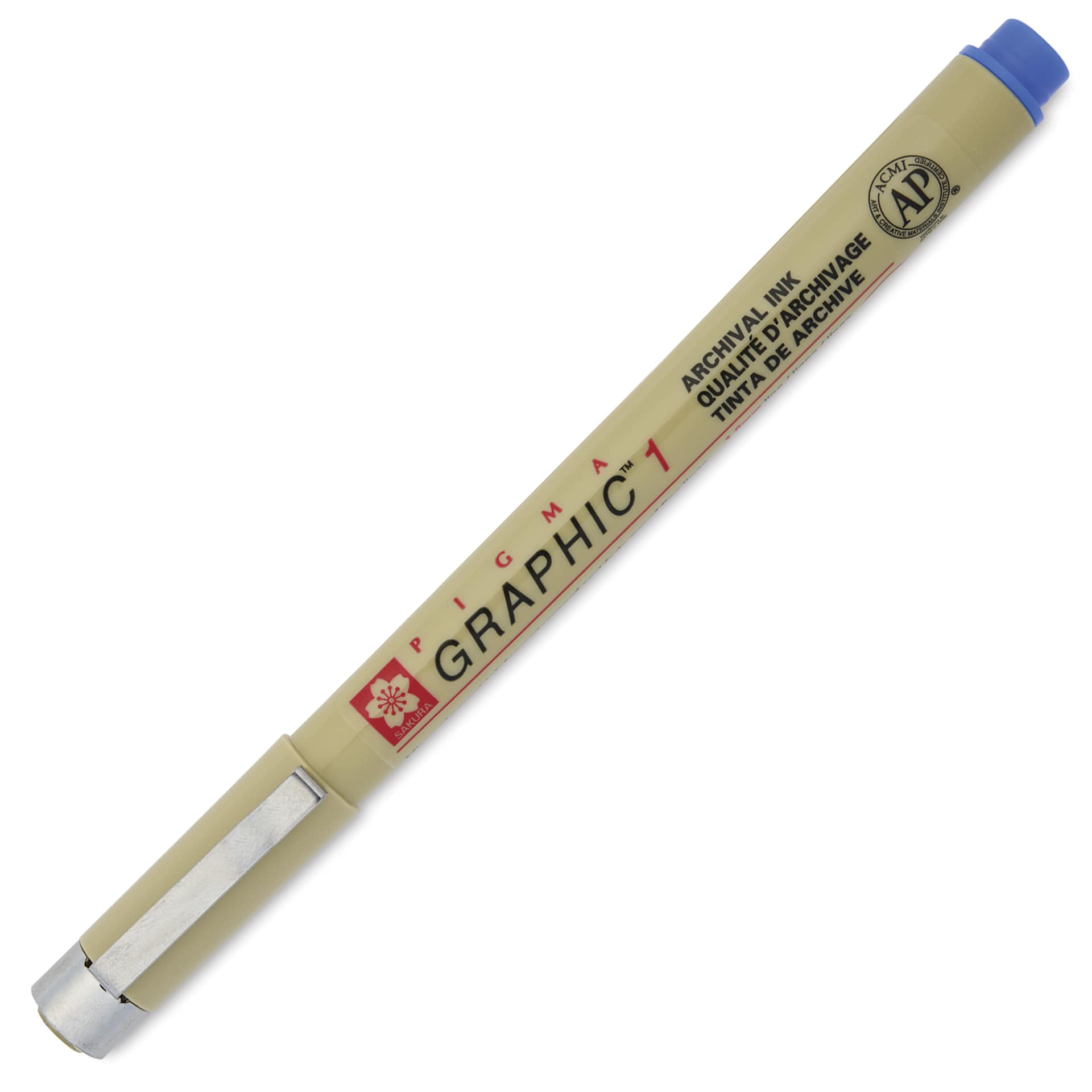Sakura Pigma Graphic Pen - Blue, 1 mm - with cap on