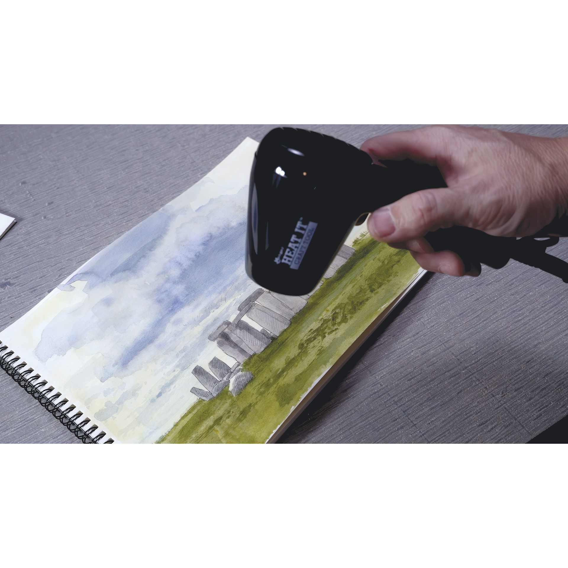 Pilot Frixion Clicker Erasable Gel Pen - Retractable, Black, Fine, finished Stonehenge drawing