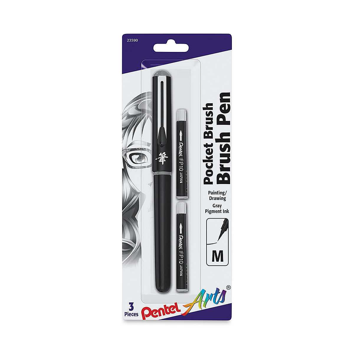 Pocket Brush Pen with 2 Refills - Gray Pocket Brush Pen with 2 Refills - Gray