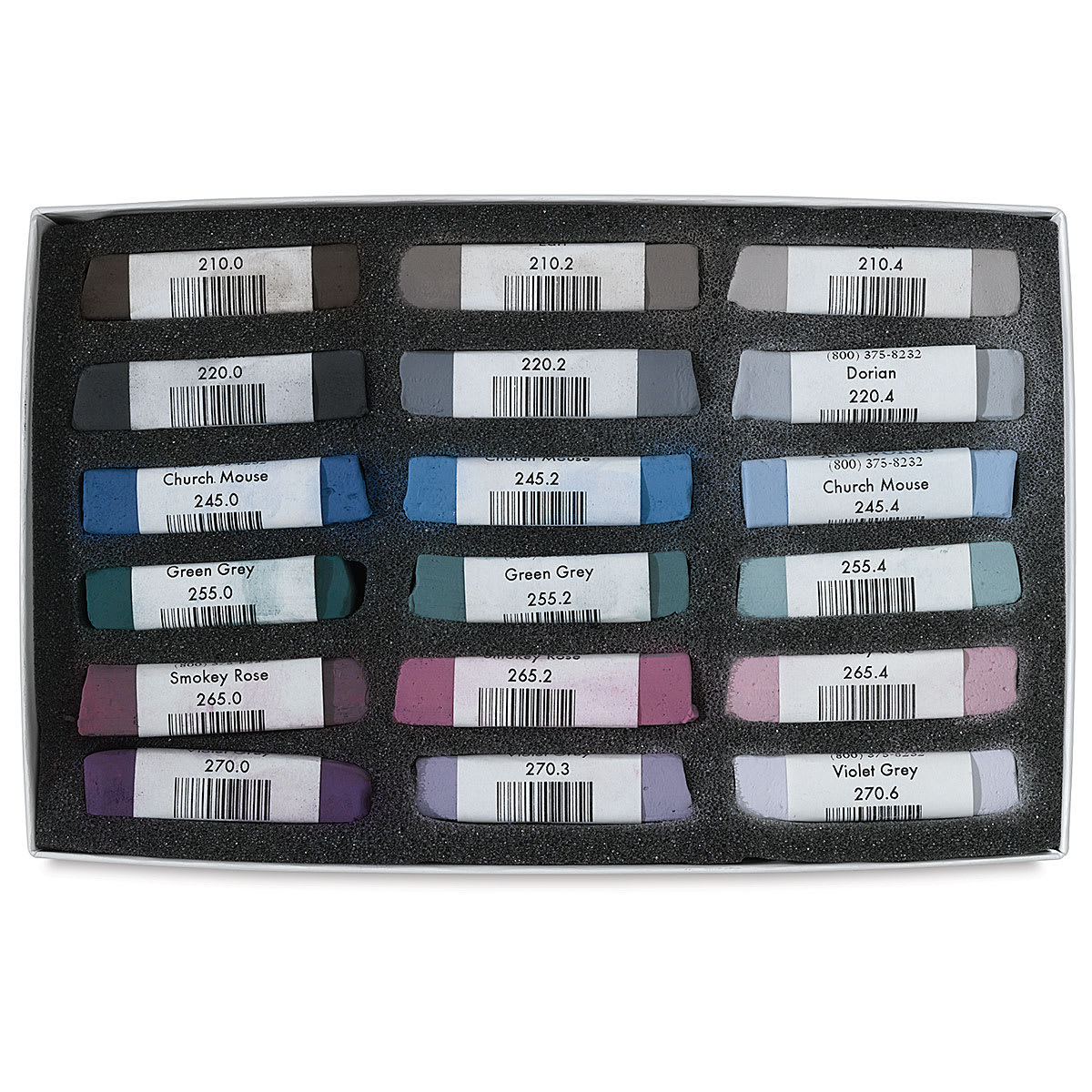 Great American Art Works Pastel Set - Gray Box, Set of 18, pastels inside