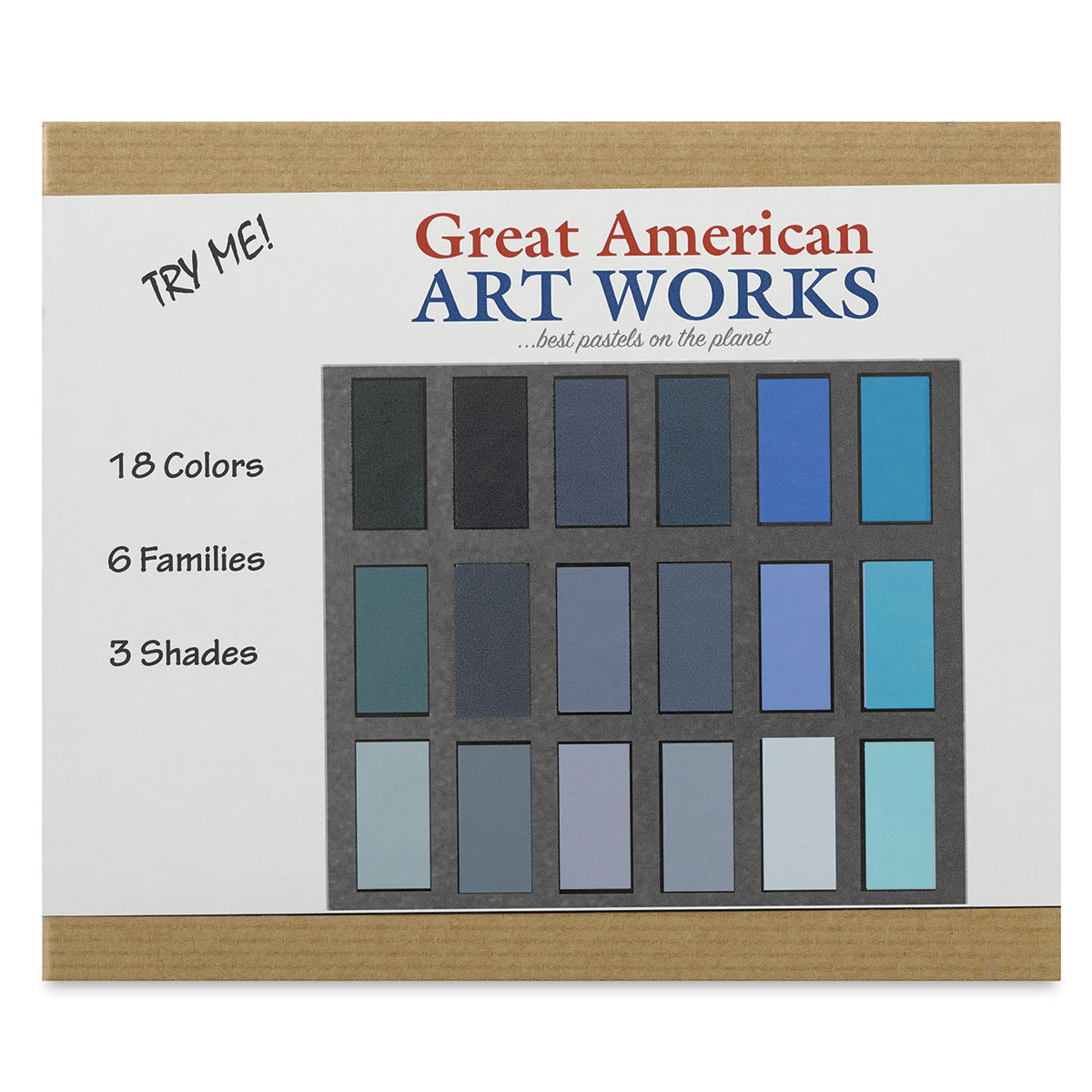Great American Handmade Pastel Set - Half-Sticks, Try Me! Blue, Set of 18, In Package