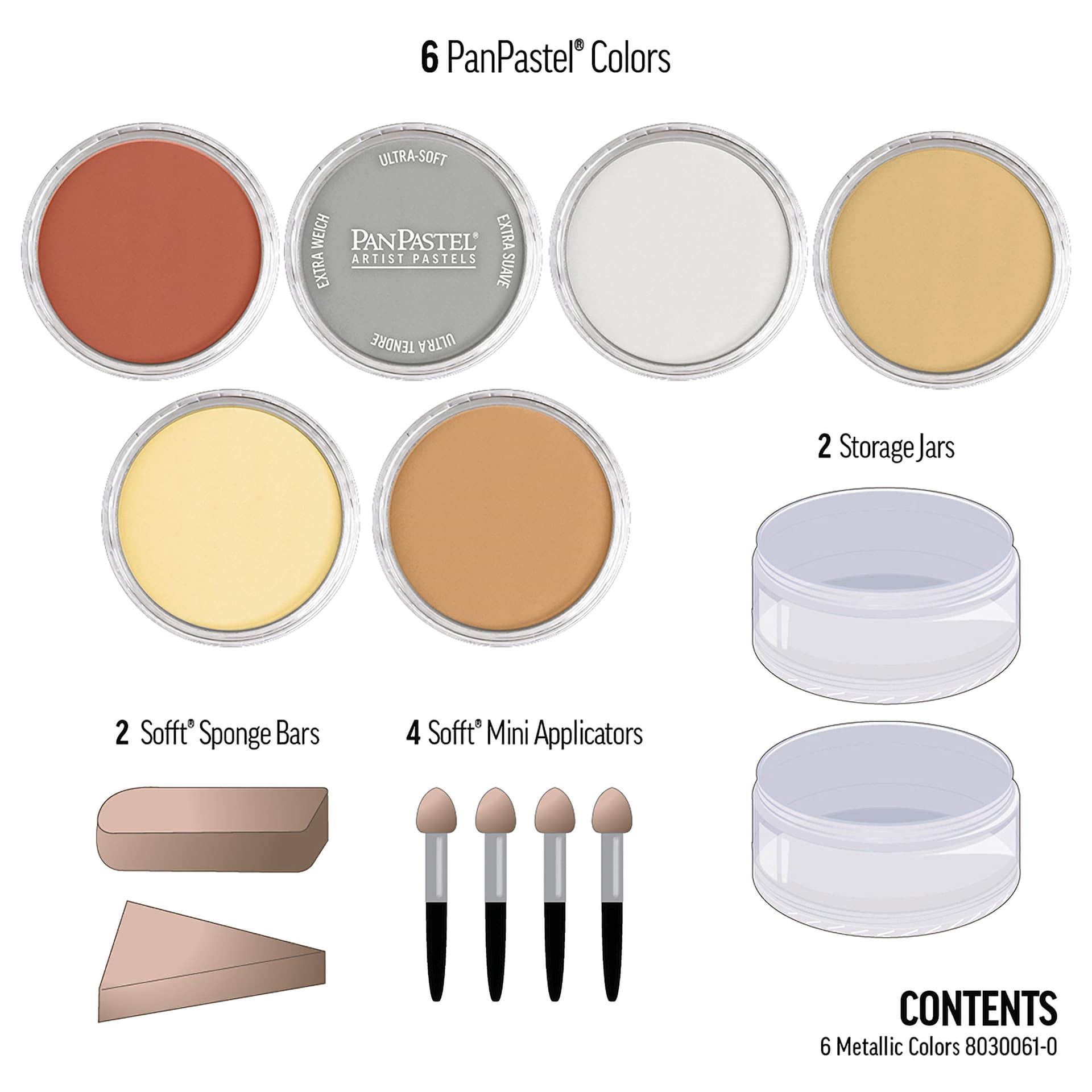 PanPastel Artists’ Painting Pastels Set - Metallics, Set of 6 - contents PanPastel Artists’ Painting Pastels Set - Metallics, Set of 6 - contents