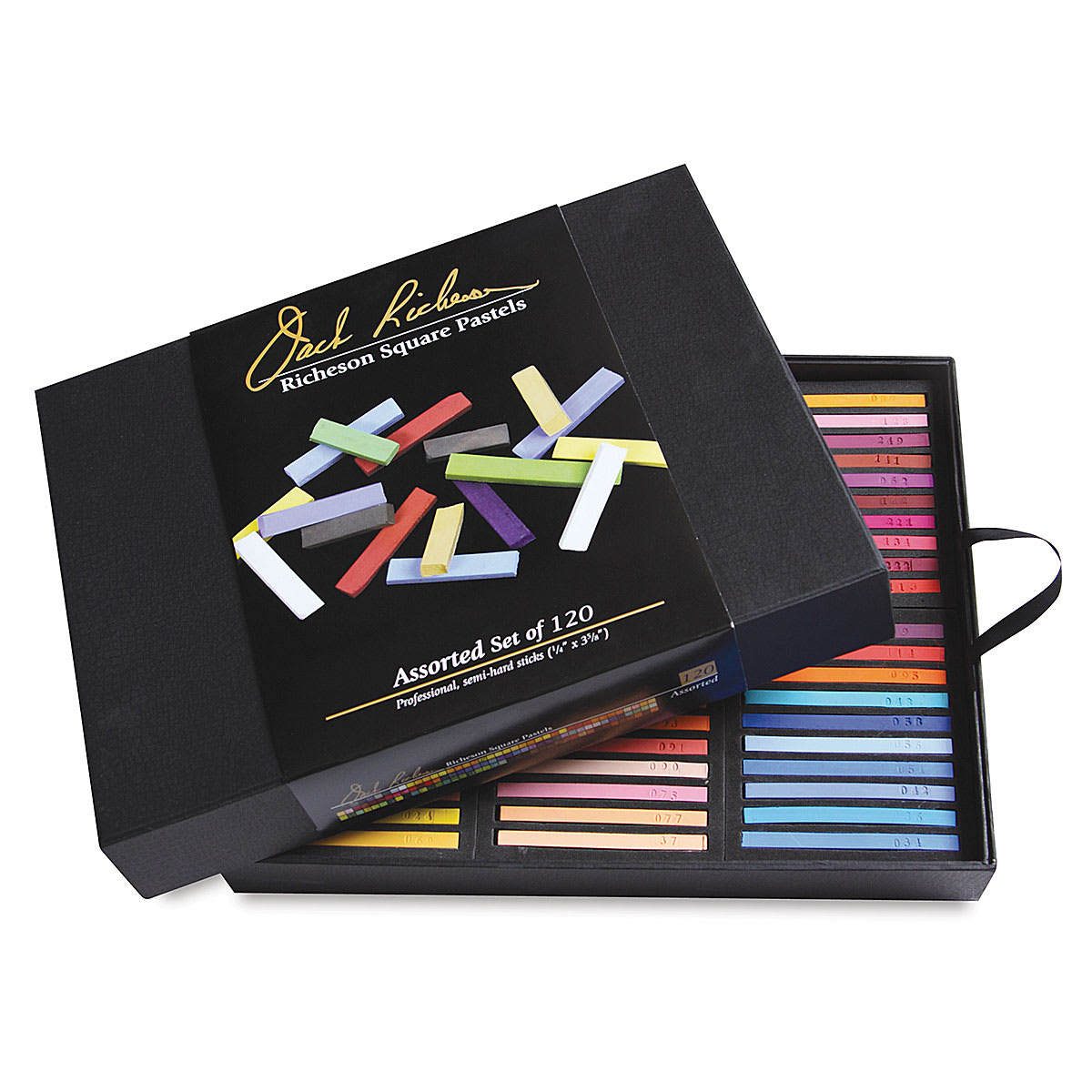 Richeson Semi-Hard Square Pastel - Set of 120, lid open showing pastels inside Richeson Semi-Hard Square Pastel - Set of 120, lid open showing pastels inside