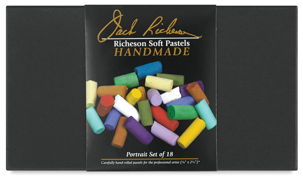 Richeson Handmade Soft Pastels and Sets -Top view of package of Set of 18 Portrait Colors, Full Sticks Richeson Handmade Soft Pastels and Sets -Top view of package of Set of 18 Portrait Colors, Full Sticks