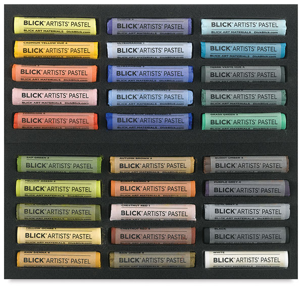 Blick Artists' Soft Pastels, Set of 30, Landscape Colors, Full Stick, Inside package