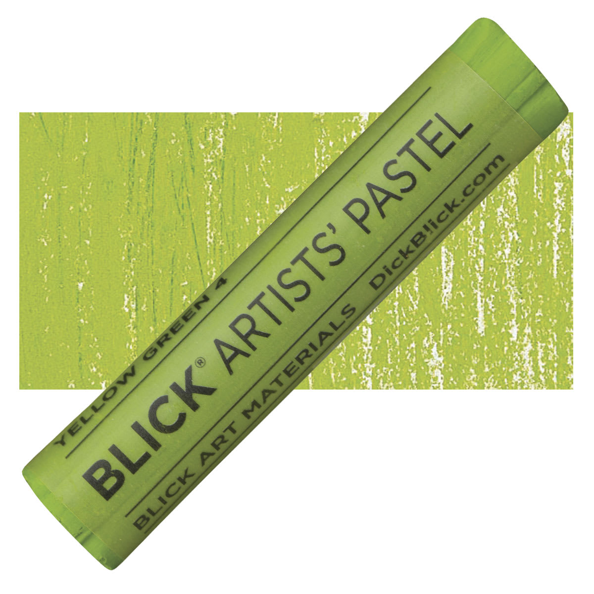 Blick Artists' Soft Pastel - Yellow Green 4 pastel and swatch
