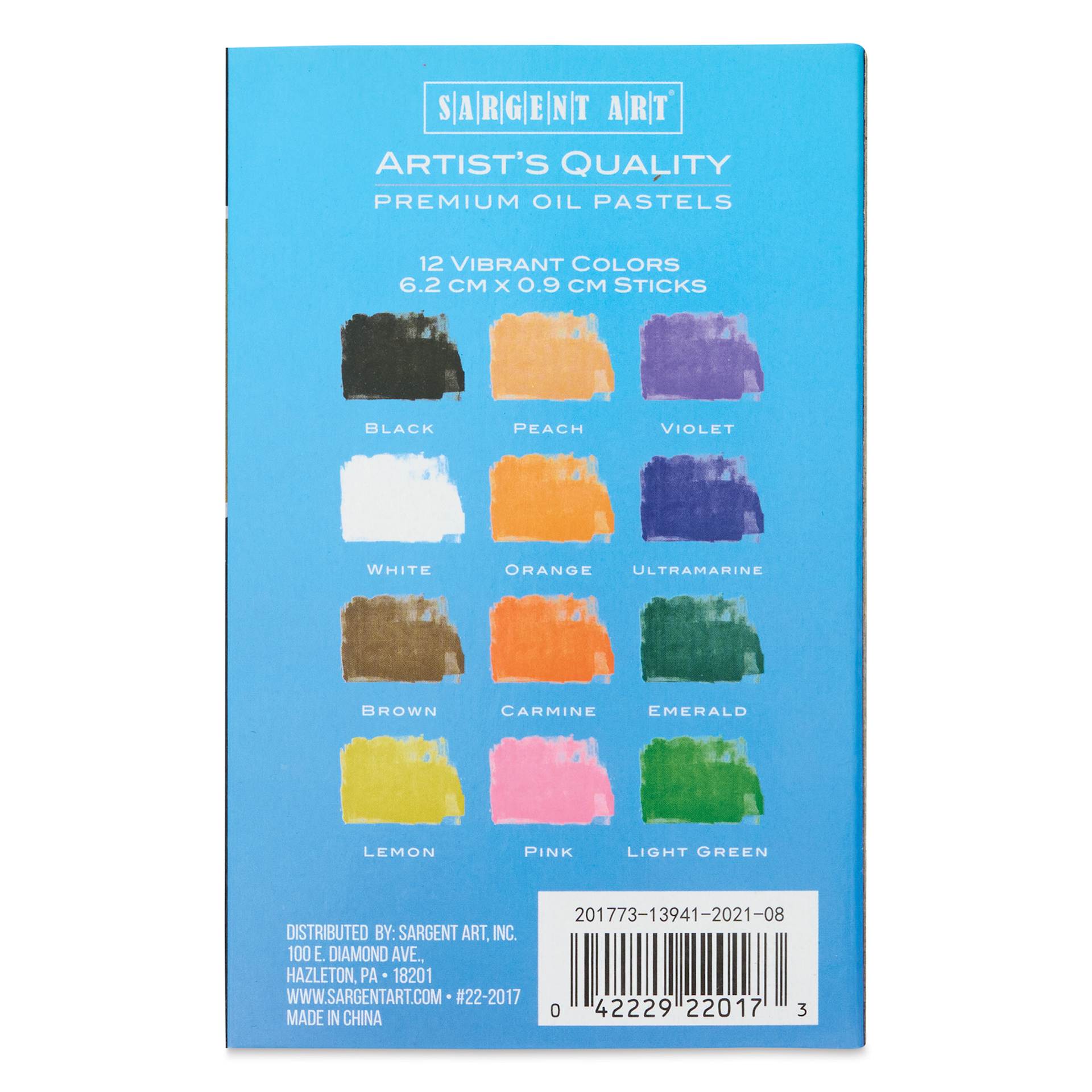 Sargent Art Artists' Oil Pastels - Set of 12, back of the packaging