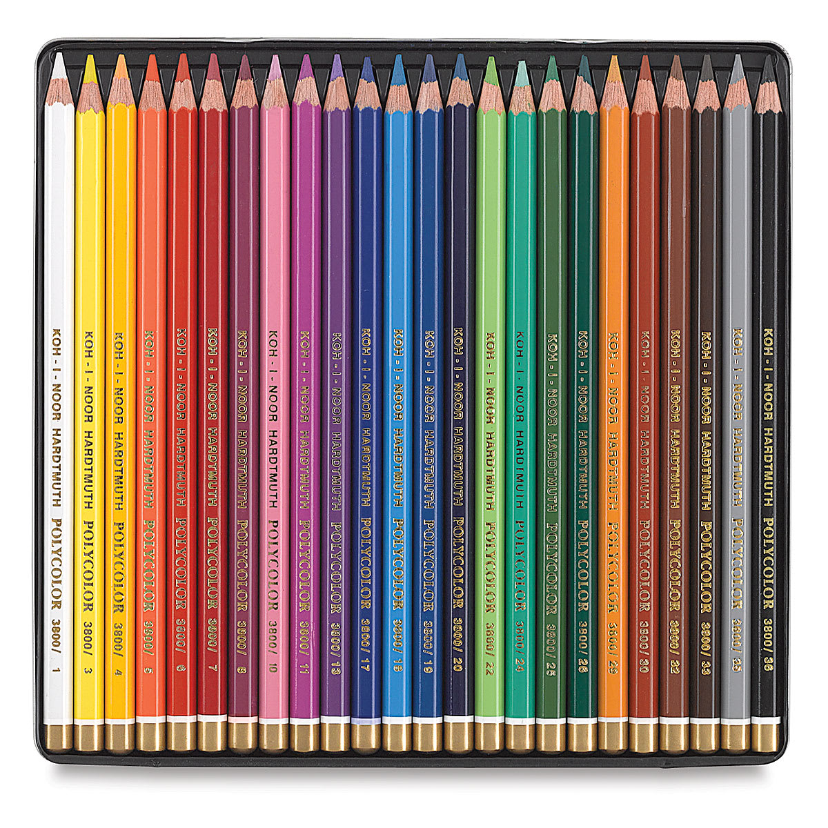 Koh-I-Noor Polycolor Dry Color Drawing Pencil Set - Assorted Colors, Tin, Set of 24