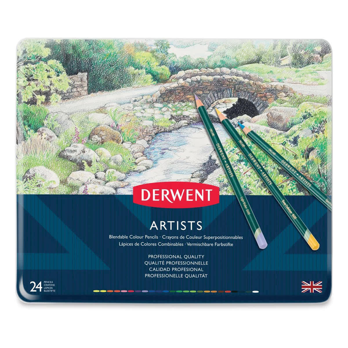 Derwent Artist Pencil Set - Tin Box, Set of 24 (front of package)