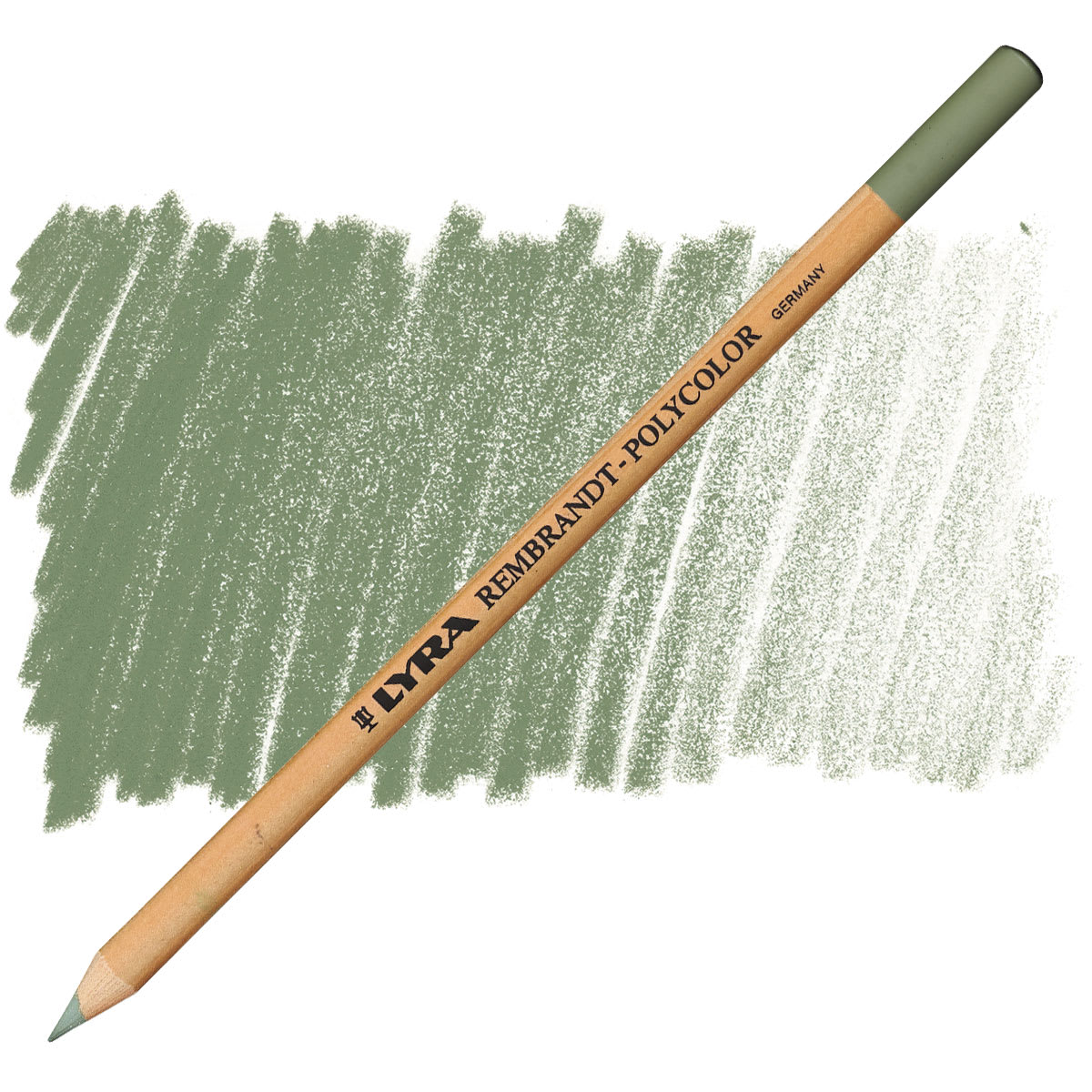 Lyra Rembrandt Polycolor Premium Oil-Based Colored Pencil - Green Earth pencil and swatch