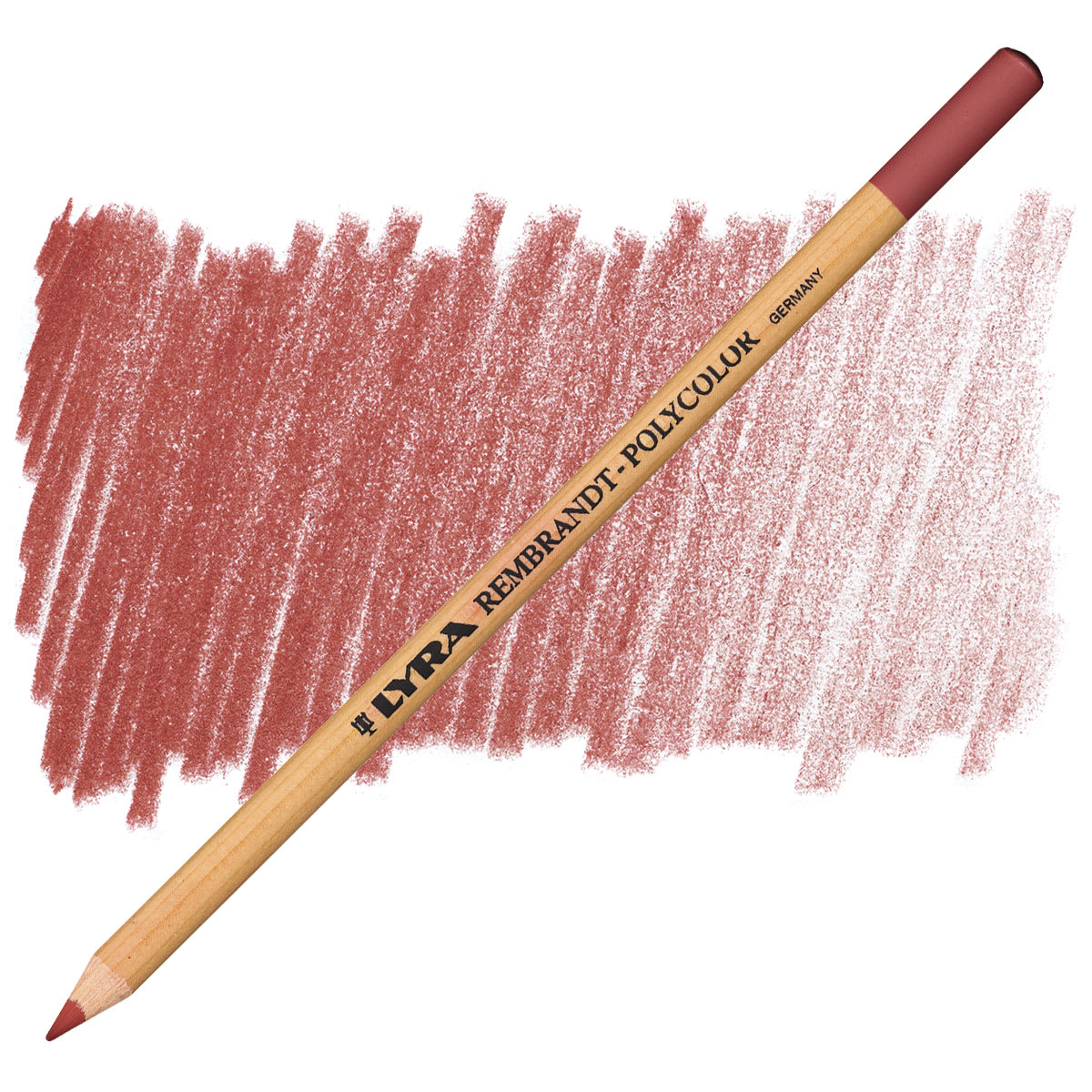 Lyra Rembrandt Polycolor Premium Oil-Based Colored Pencil - Pompeian Red pencil and swatch