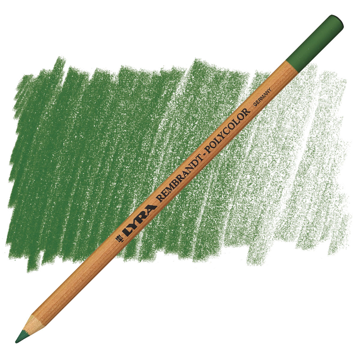 Lyra Rembrandt Polycolor Premium Oil-Based Colored Pencil - Permanent Green pencil and swatch