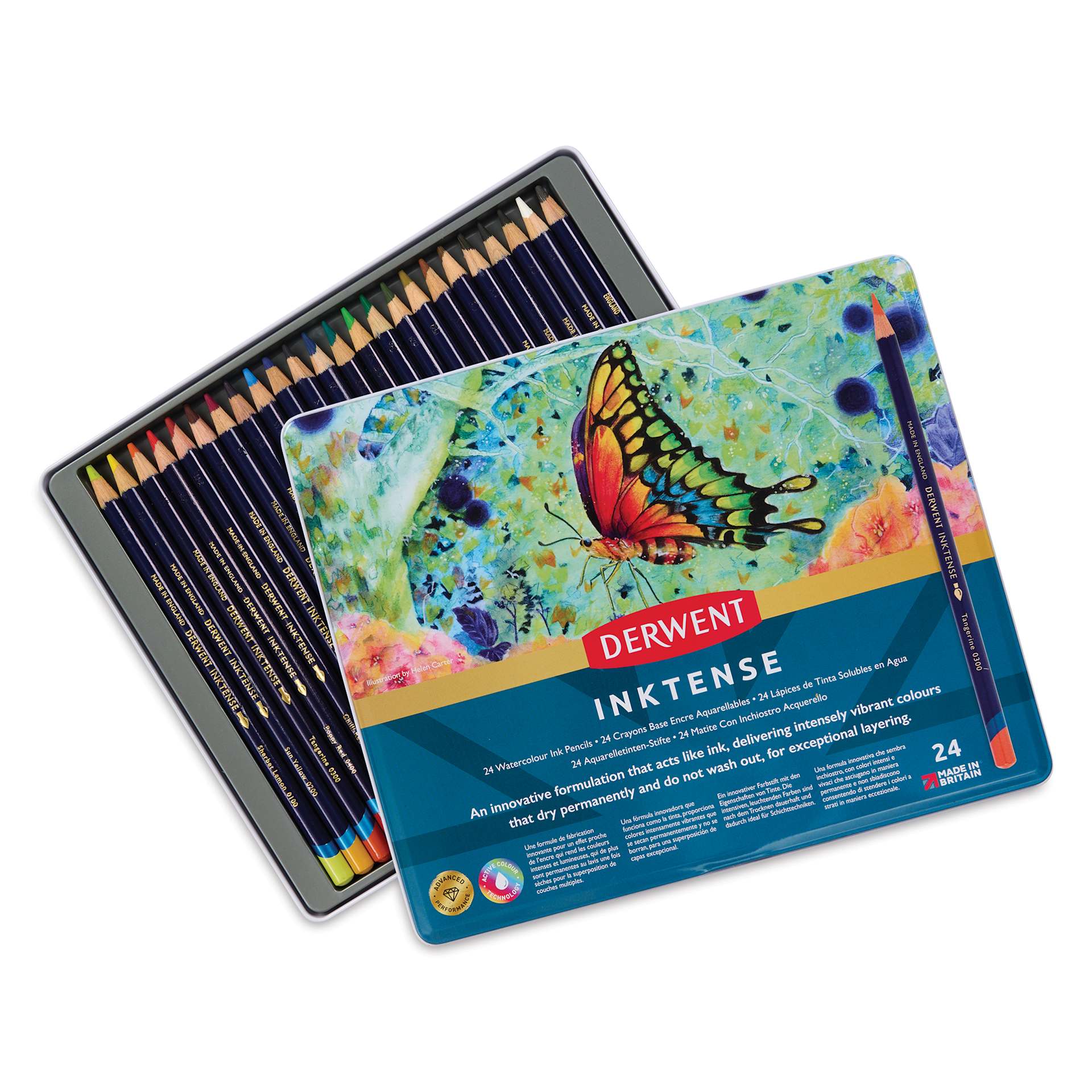 Derwent Inktense Pencils - Tin Box, Set of 24 Derwent Inktense Pencils - Tin Box, Set of 24