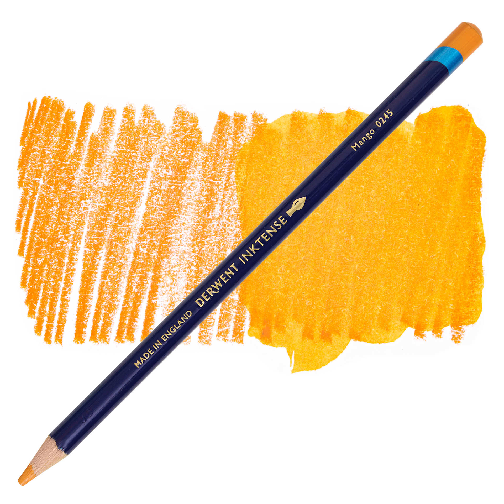 Derwent Inktense Pencil - Mango, swatch and pencil