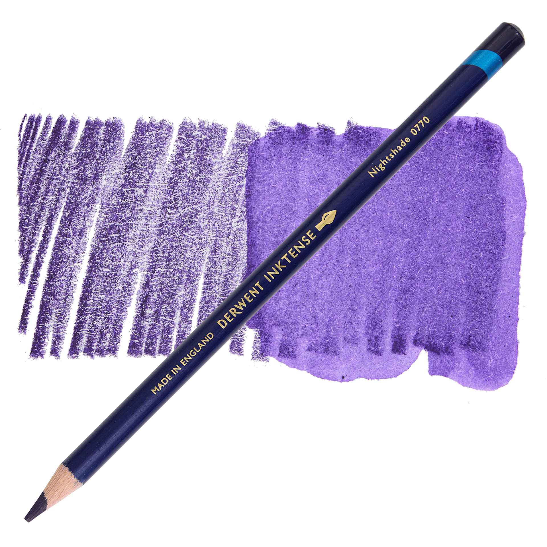 Derwent Inktense Pencil - Nightshade, swatch and pencil
