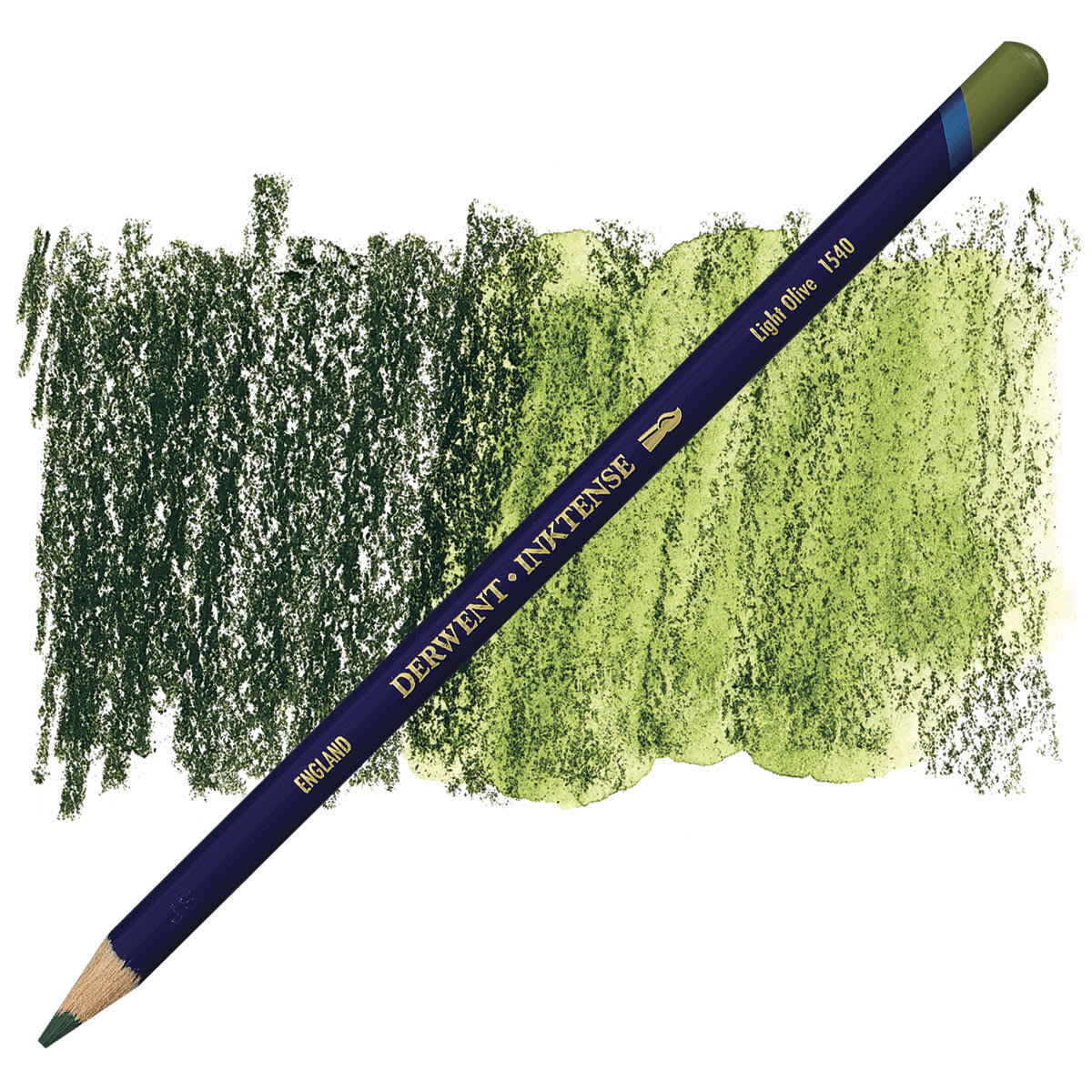 Derwent Inktense Pencil - Light Olive pencil and swatch