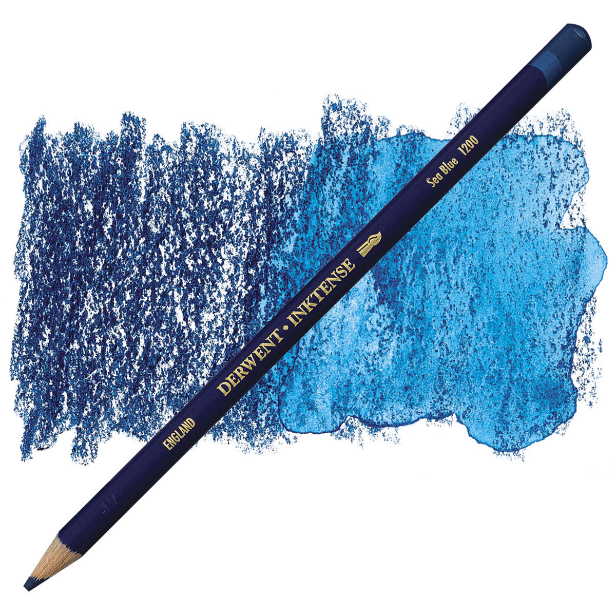 Derwent Inktense Pencil - Sea Blue pencil and swatch