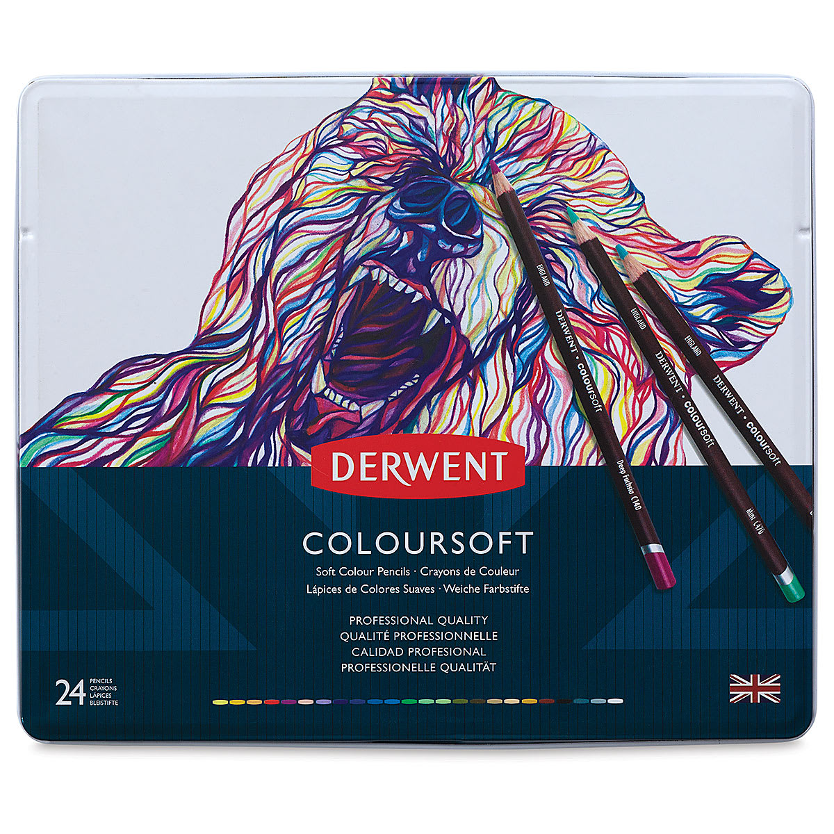 Derwent Coloursoft Pencil Set - Assorted Colors, Set of 24 (front of package)